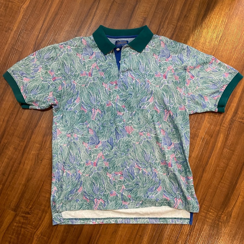 Vintage Polo Shirt with Tropical Print